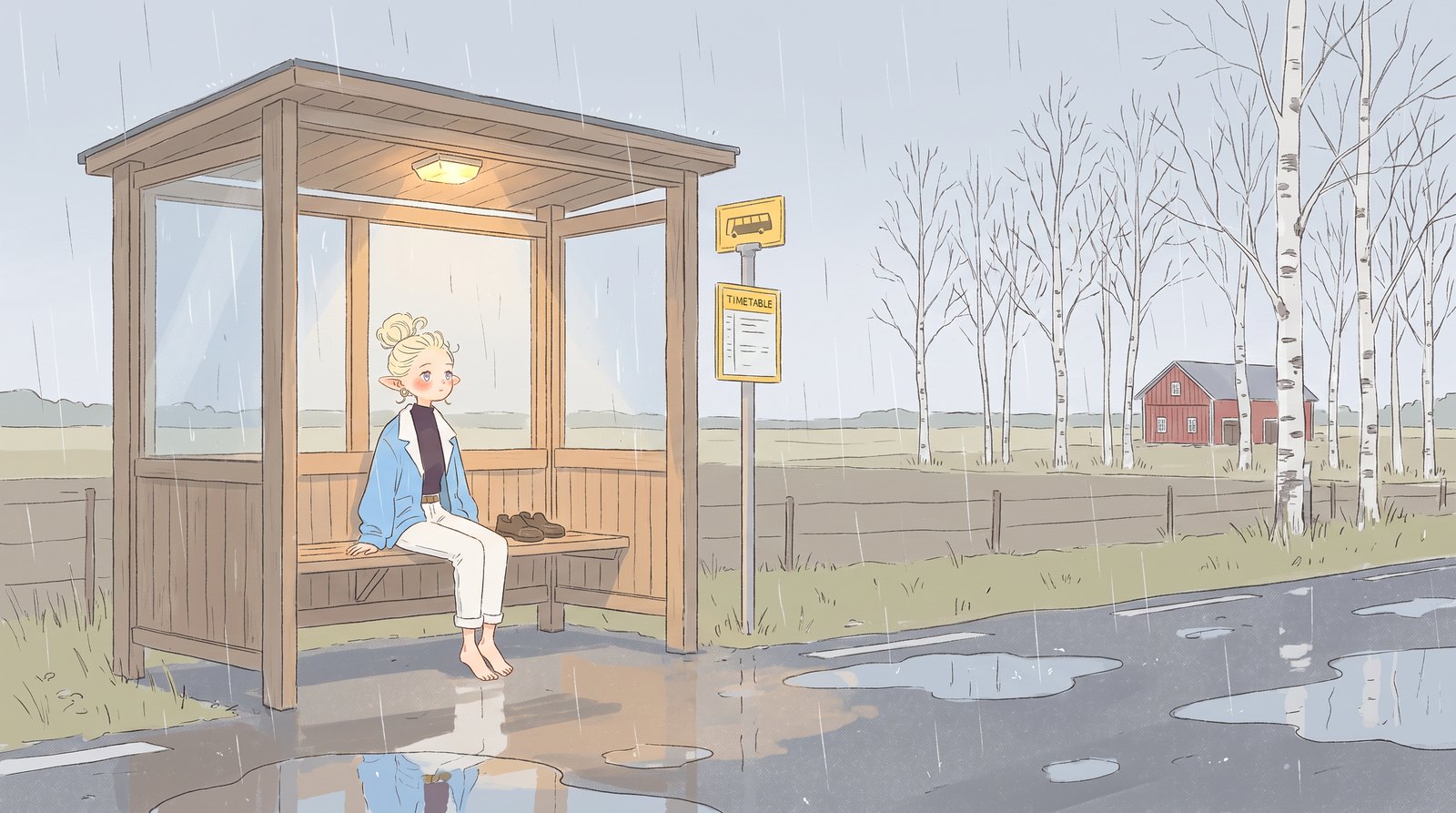 02 Bus shelter in the rain: the still